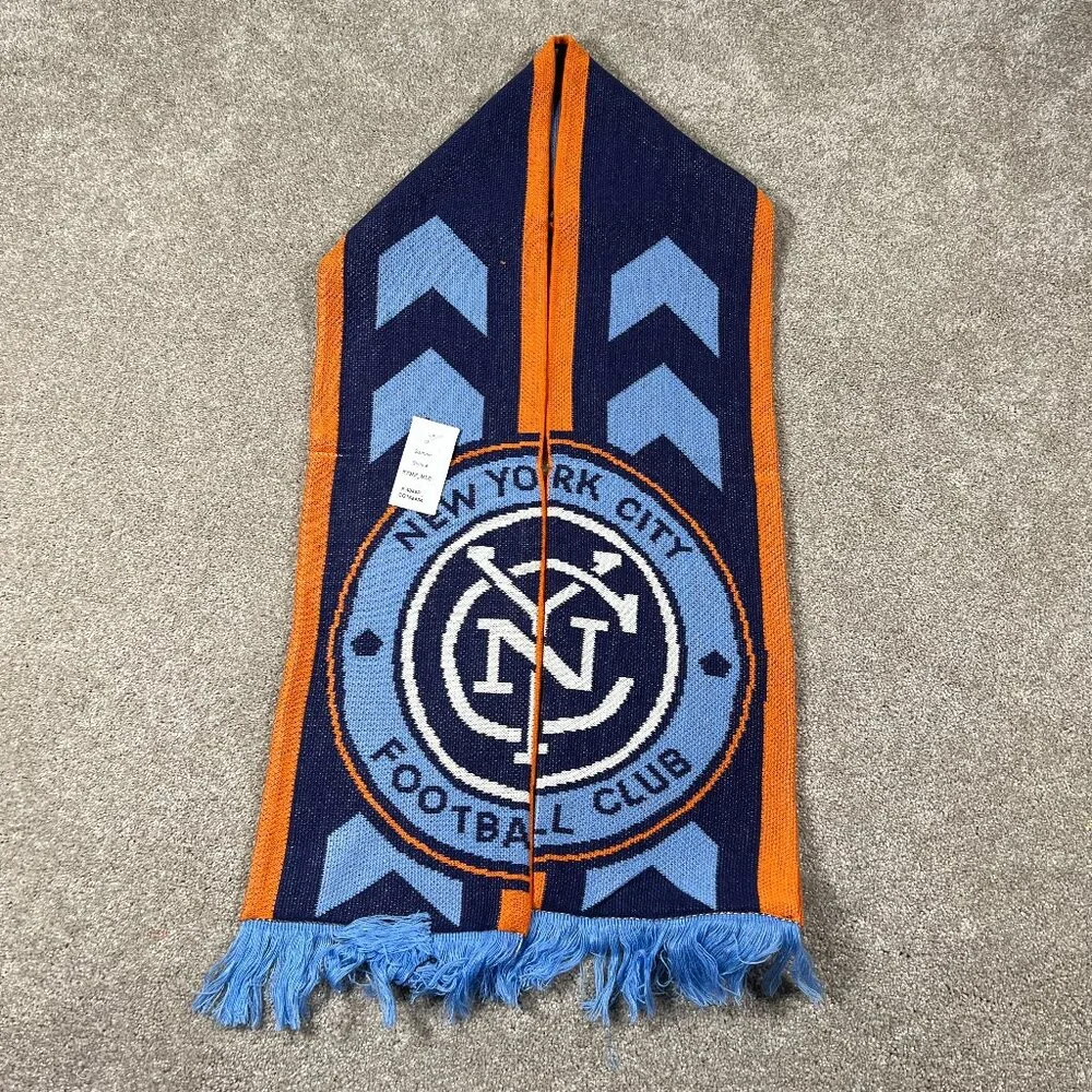 Adidas Unisex OSFA Blue‎ Orange Winter Fringe New York City FC MLS Scarf NWT
